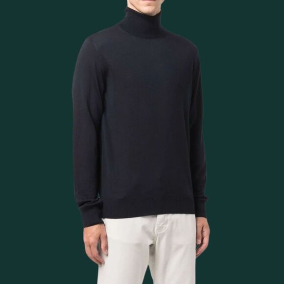 Emporio Armani Mens Turtleneck Sweater Black Size 36 - Picture 1 of 11